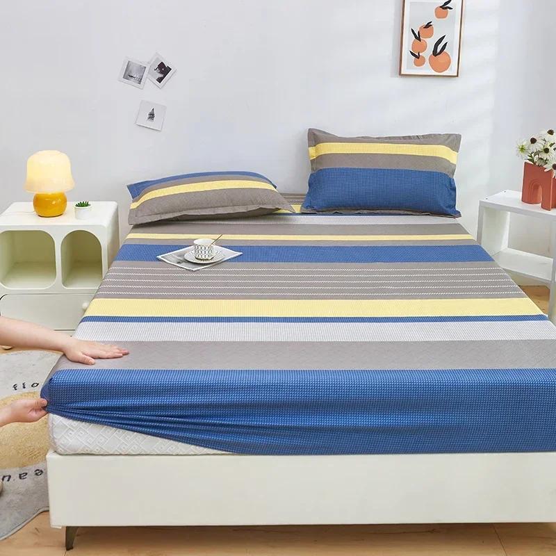 Yeni Soft Skin Su Yıkama Pamuklu Yatak Baskılı Yatak Örtüsü 360 Derece Sarma Lastikli Çarşaf Seti Öğrenciler İçin Evrensel Cilt Dostu 200x220