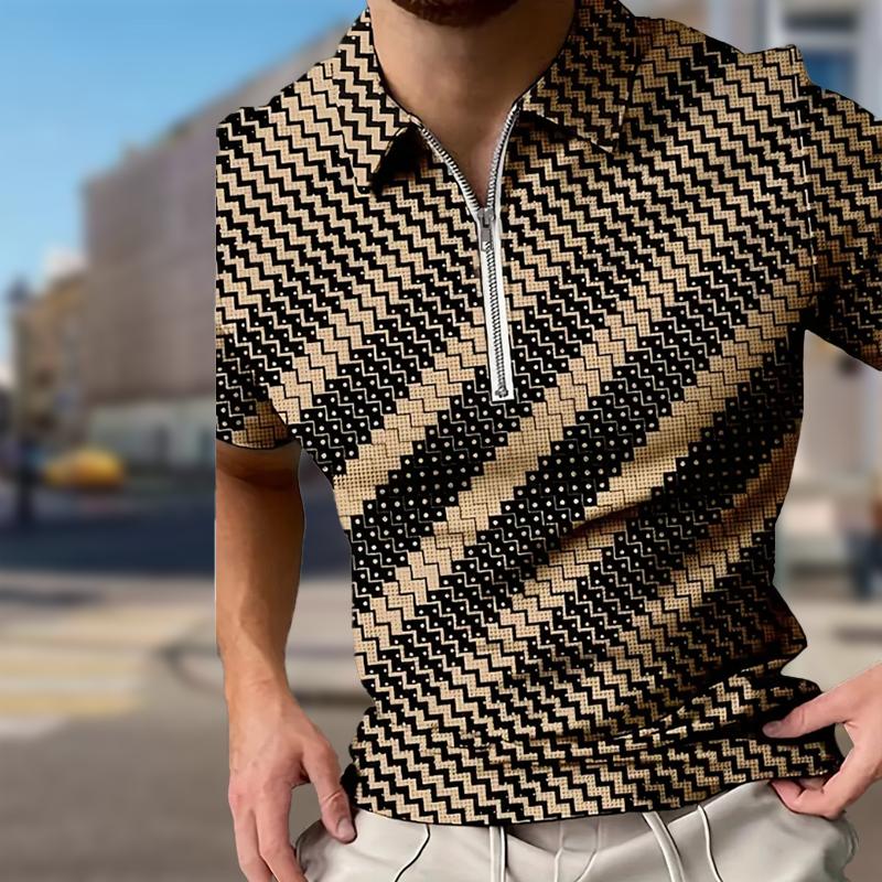 

Мужская рубашка поло повседневная на молнии с коротким рукавом модная повседневная на молнии лето весна стандартный крой с принтом рыбьей чешуи 3D принт рубашка 3XL зелёный