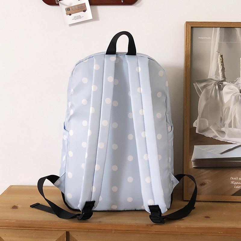 Schoolbag: Japanese-style casual lightweight polka dot soft girl large-capacity backpack for girls, middle and high school students, backpack
