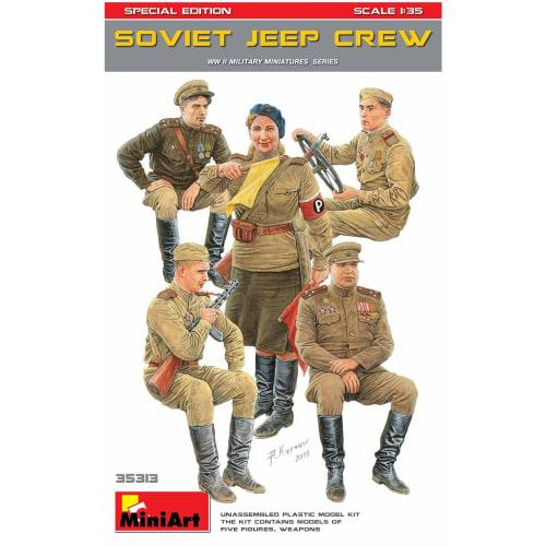 Miniart 1/35 Scale Soviet Jeep Crew (5-Piece Special Edition) with Weapons and Equipment, Plastic Model Kit MA35313