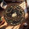 Navy Blue Round Rabbit Moonlit Rug Botanical Mushroom Rug Boho Nursery Decor Witchy Floor Mat for Bedroom Living Room Easter
