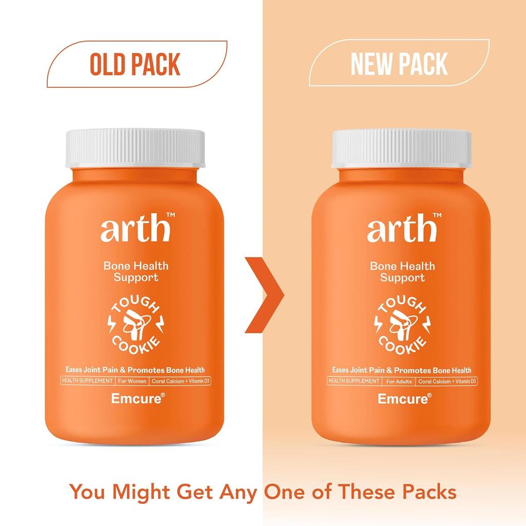 Arth Calcium & Vitamin D3 Tablets 1000mg 600 IU Coral Calcium 60 Veg Tablets for Bone & Joint Support