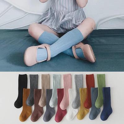 Trendy Spanish Children's Solid Color Mid-Long Socks for Babies, Students, and Sports Enthusiasts