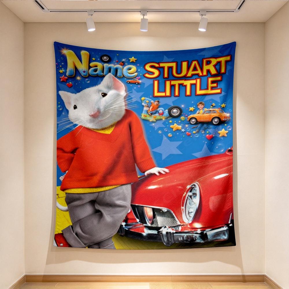 Custom Name Stuart Little Tapestry Wall Hanging for Bedroom, Living Room & Dorm Decor, Modern Home Wall Art