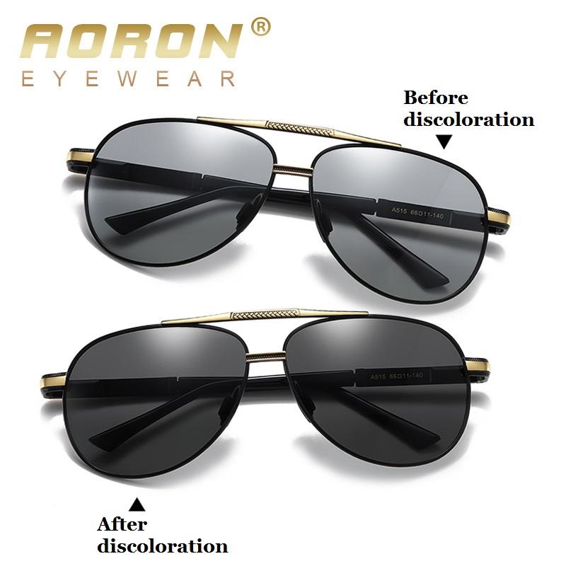 AORON модные фотохромные поляризационные солнцезащитные очки в металлической оправе — фото 3