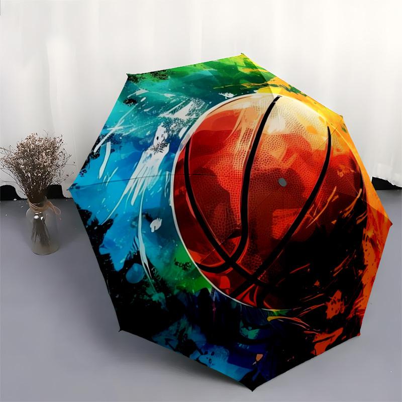 1pc Colorful Basketball Artwork Umbrella with Plastic Handle,Suitable for All Seasons Home Travel Outdoor UmbrellaDD265
