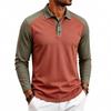 Herren American Style Lockerer Farbblock Casual Umlegekragen Langarm Golf Poloshirt
