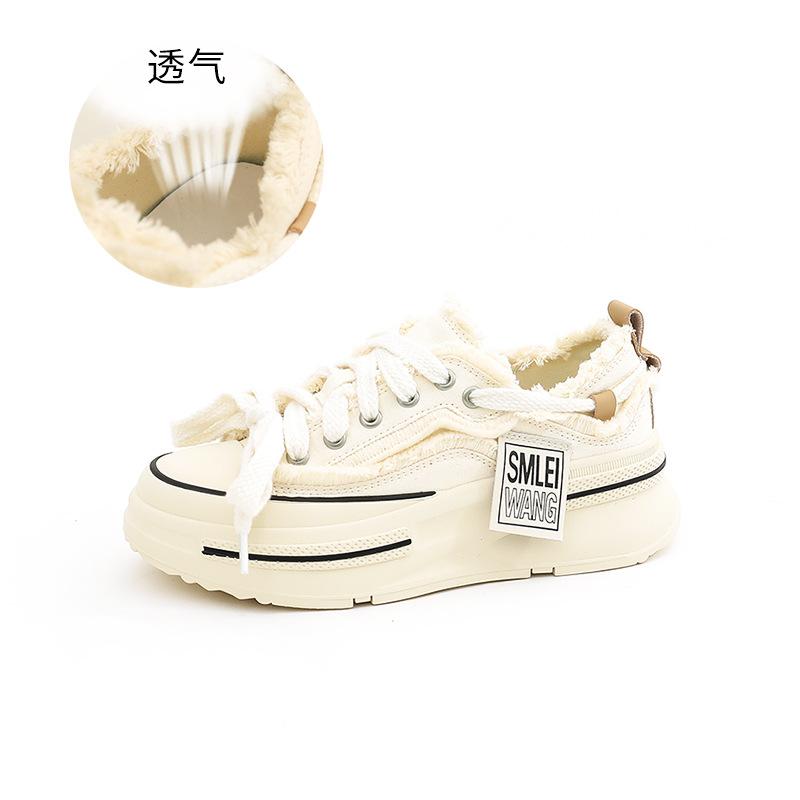 

Женские парусиновые туфли Beggar 2025 года, новые повседневные маленькие белые туфли, женская повседневная универсальная обувь, детская обувь на платформе, увеличивающая рост 35 белый