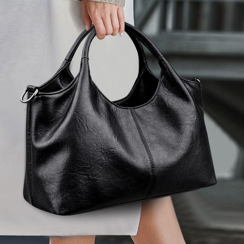 

Women s Bag 2026 New Fashionable All-matching Large-capacity Handbag One-shoulder Cross-slung Mother Retro Soft Leather Large чёрный