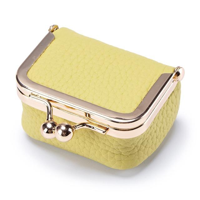 Monedero Mini de Cuero Genuino Bolsa Avanzada Linda Anillo de Diamante Dorado Bolsa para Joyas Billetera de Mano Pequeña Estuche para Auriculares Para Mujer