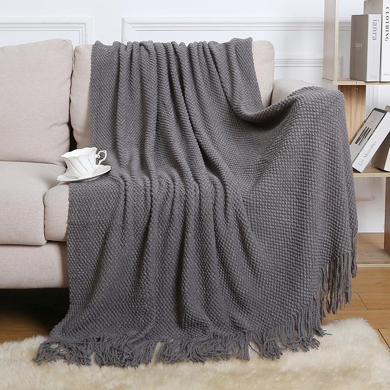 Nordic Tassel Sofa Throw Blanket - Air Conditioning Nap & Hotel Bed Runner, Summer Bed Flag, Bed End Blanket