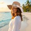 Wide Brim Bow Straw Hat Boho Sun Protection Cap Comfortable To Wear Women's Sun Hat  Beach