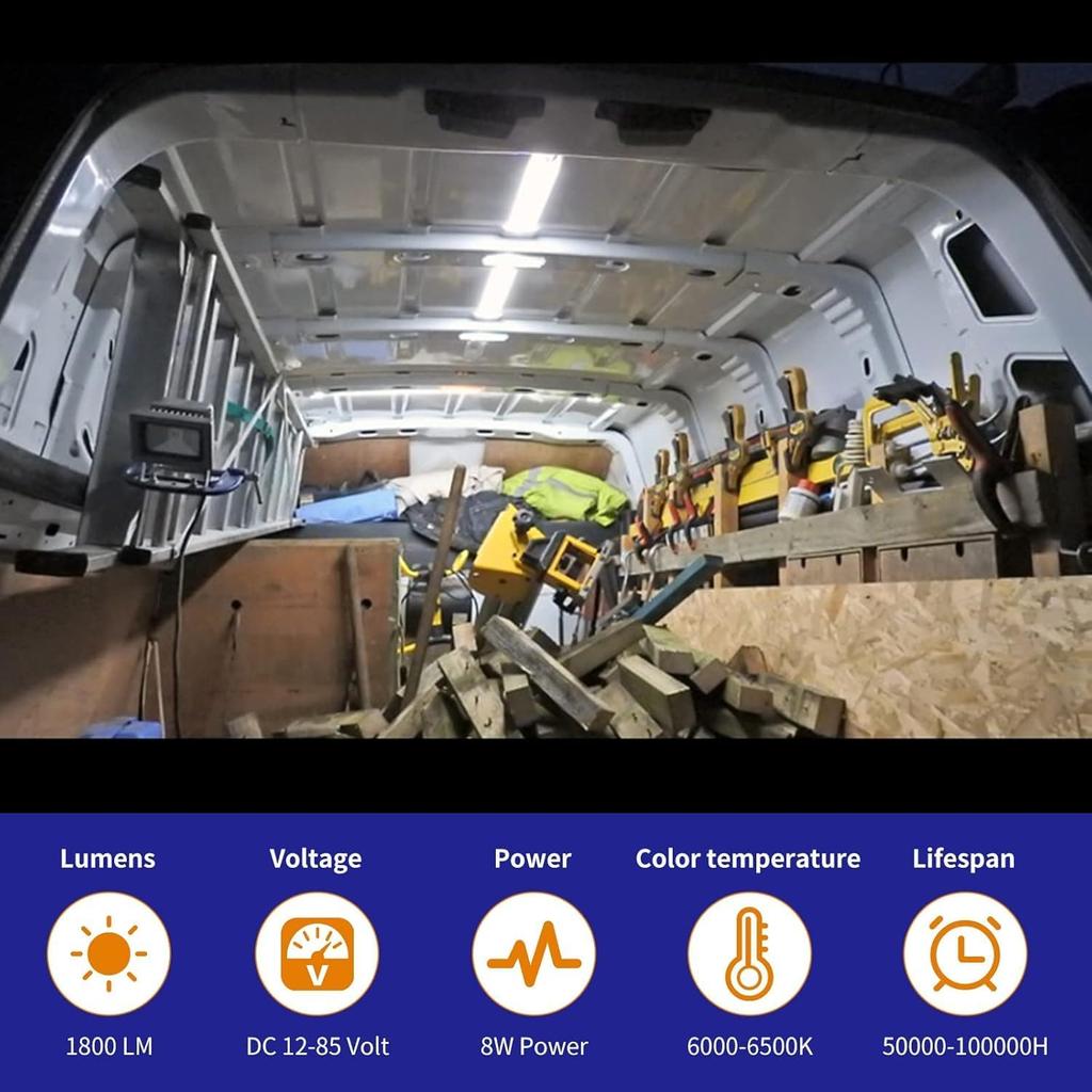 12V LED Interior Light Bar 120LEDs 1800LM 8W DC Frosted 12 Volt Led Strip Lights With ON/Off Switch 12V Led Light Enclosed Trailer Truck Interior