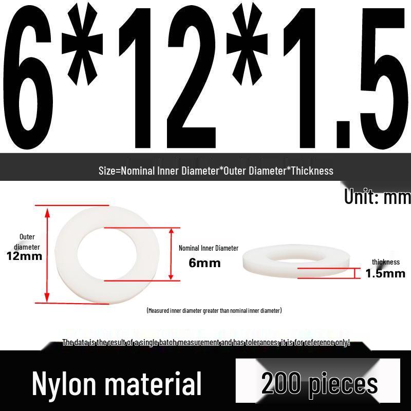 White Wear-Resistant Nylon Flat Washer Round Plastic Insulating Gasket M4-M20