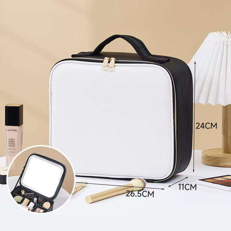 Large Capacity Detachable Makeup Bag with LED Mirror for Professional Use, Easy to Clean