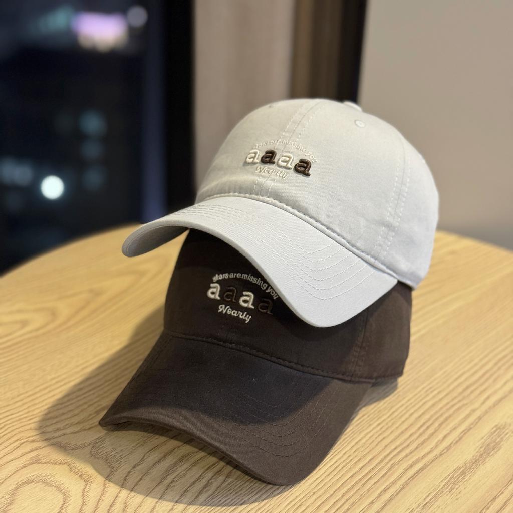 High quality letter embroidery soft top baseball cap women's versatile big head circumference cap wide brim shows the face