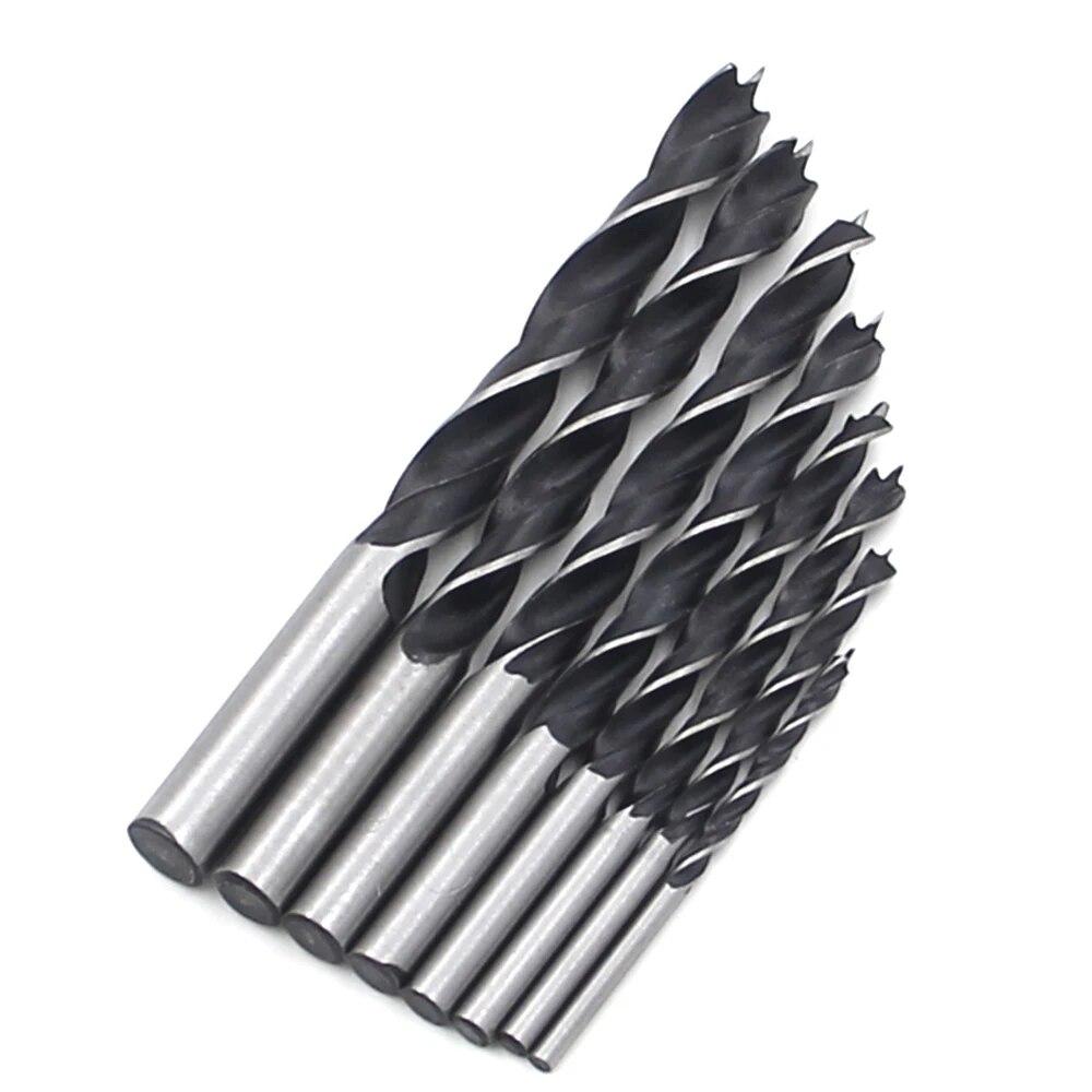 8pc 3-10mm Three Pointed Woodworking Drill DC Branch Drill Drilling Electric Drill Bit Drilling Twist Drill Tool Plastic Box Set