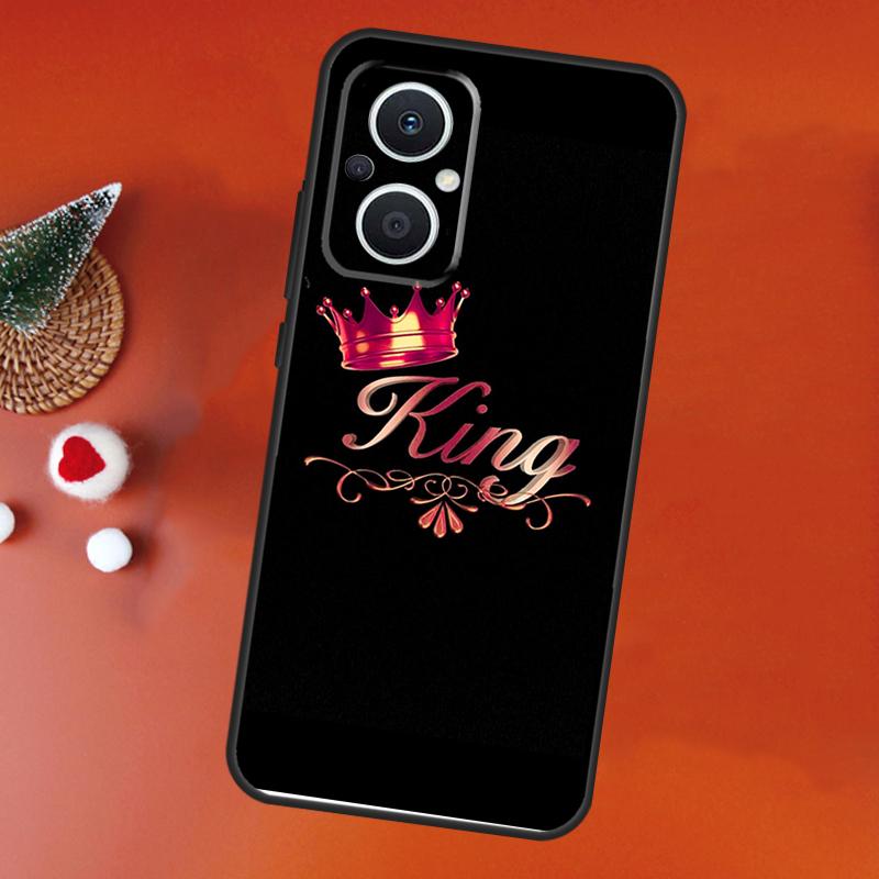 Crown QUEEN & KING Couples Case For OPPO Find X3 Lite X2 Neo X5 X6 Pro OPPO Reno 10 Pro 8T 5Z 4Z 4 5 6 7 8 Lite Cover