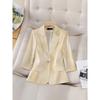 Chaqueta Rosa de Manga Tres Cuartos con Cuello de Solapa para Mujer - Estilo Profesional y Casual para Primavera, Verano y Otoño