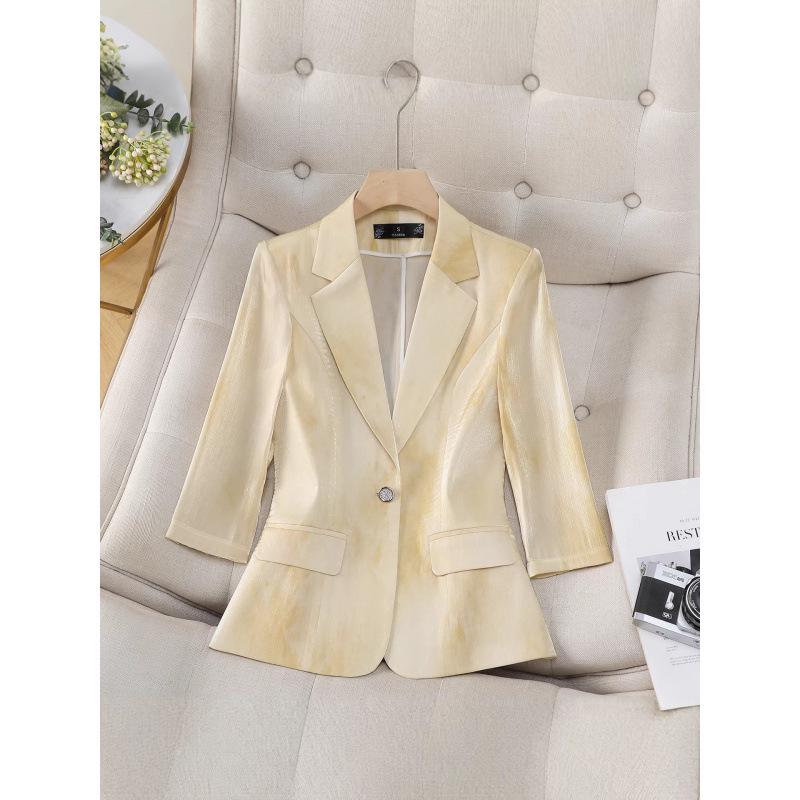 Chaqueta Rosa de Manga Tres Cuartos con Cuello de Solapa para Mujer - Estilo Profesional y Casual para Primavera, Verano y Otoño