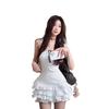 Elegant White Spaghetti Strap Dress - Ruffle Design Slim Fit Ballet A-line Skirt for Summer