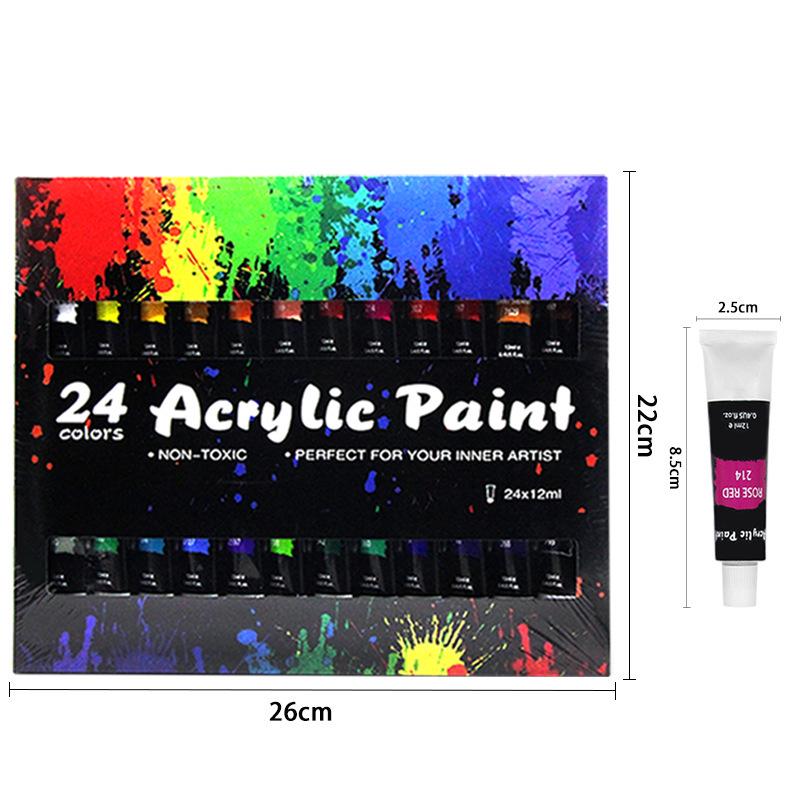 24-Color Acrylic Paint Set with 10 Brushes and Oval Palette