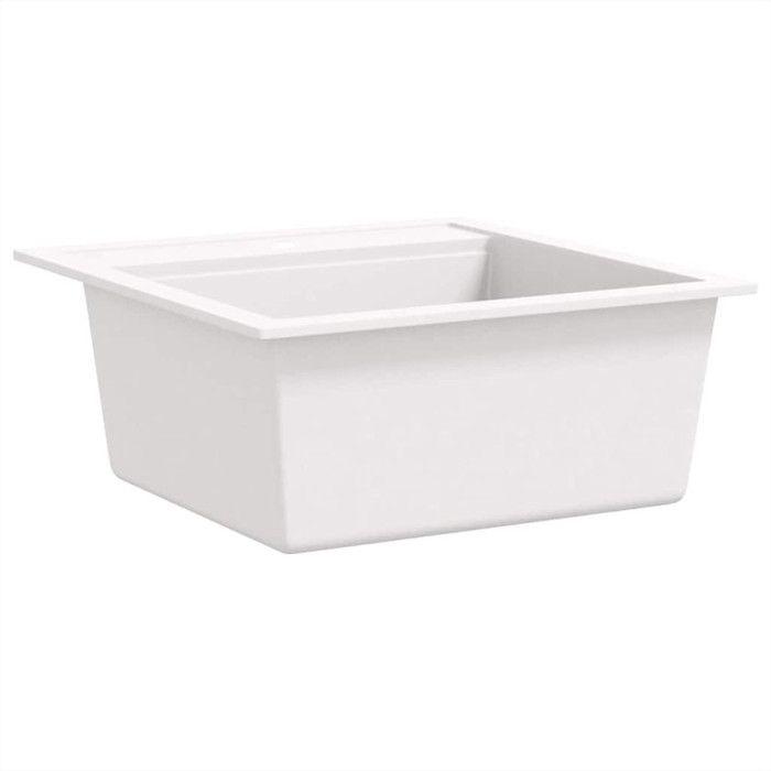 Évier de cuisine en granit - VIDAXL - Seul lavabo - Blanc - Résistant à la chaleur et aux rayures