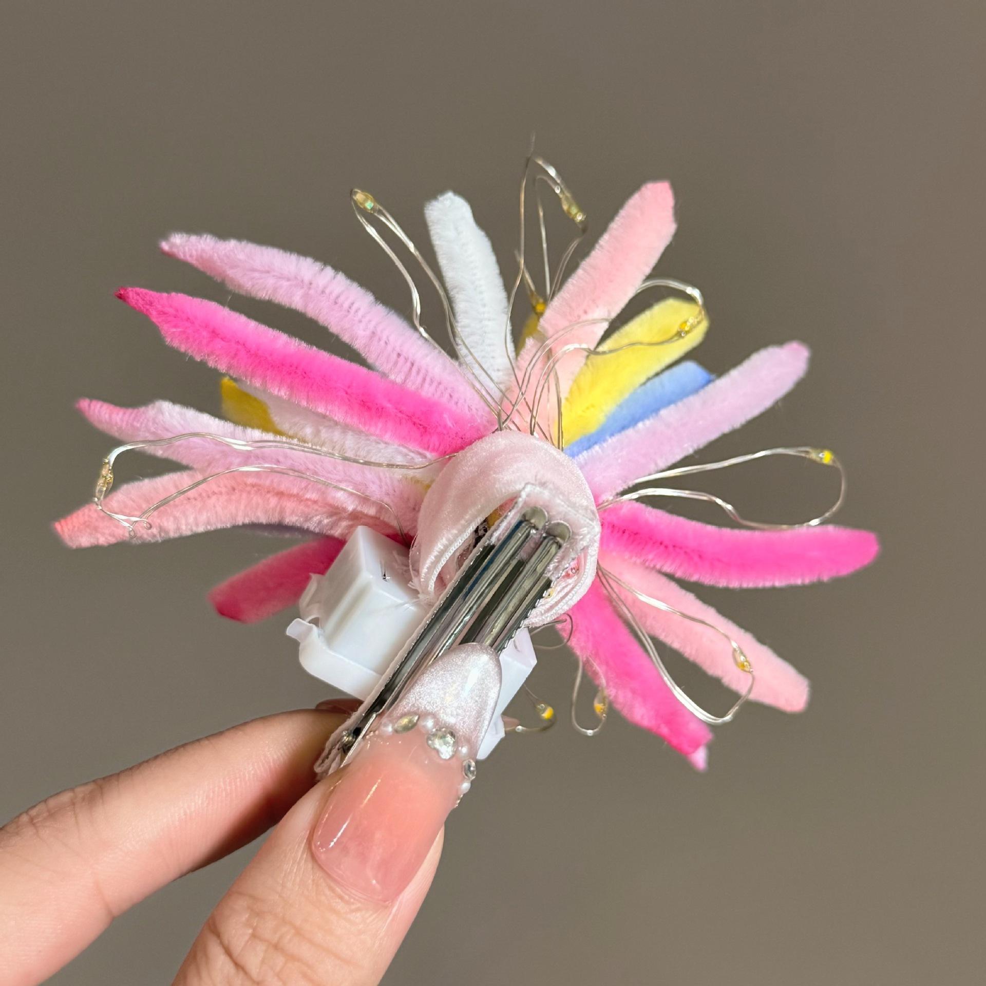 

Colorful Handmade Flower Hair Clip for Women Boho Style Floral Hairpin Barrette for Wedding Festival Party Hair Accessories рожевий