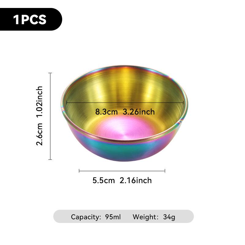 4-Piece Set of Gold 304 Stainless Steel Round Seasoning & Dipping Bowls for Soy Sauce