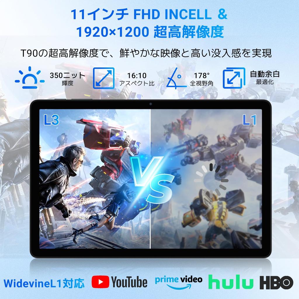 Android 16 Tablet T90WiFi Model Android FHD Large Widevine L1 Netflix Face CPU Ideal for Work New 11-inch ReleaseTABWEE Tablet, 16, 19201200