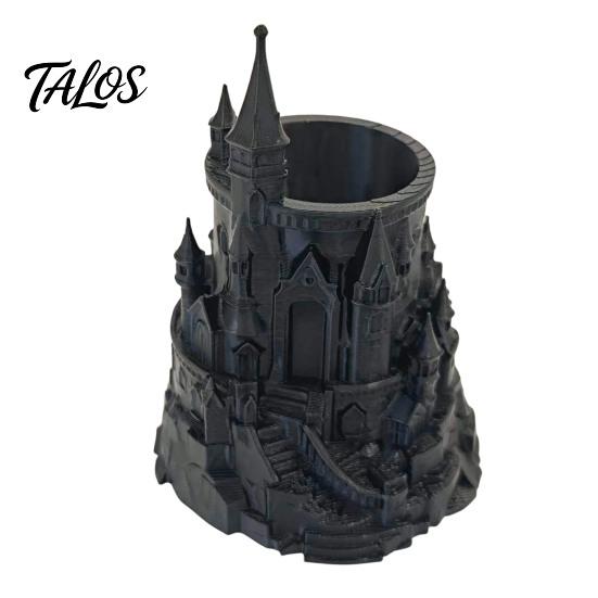 Portapenne ad Angoli Arrotondati Forma di Castello Organizer da Scrivania Stampato in 3D per Penne, Matite, Pennelli da Trucco, Portamatite Decorativo
