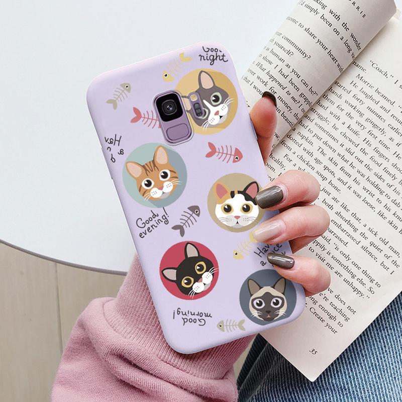 For Samsung Galaxy S9 S 9 Plus Cover Cute Cartoons Heart Cat Soft Silicone Shockproof Phone Case For Samsung S9 S9+ Funda Bumper
