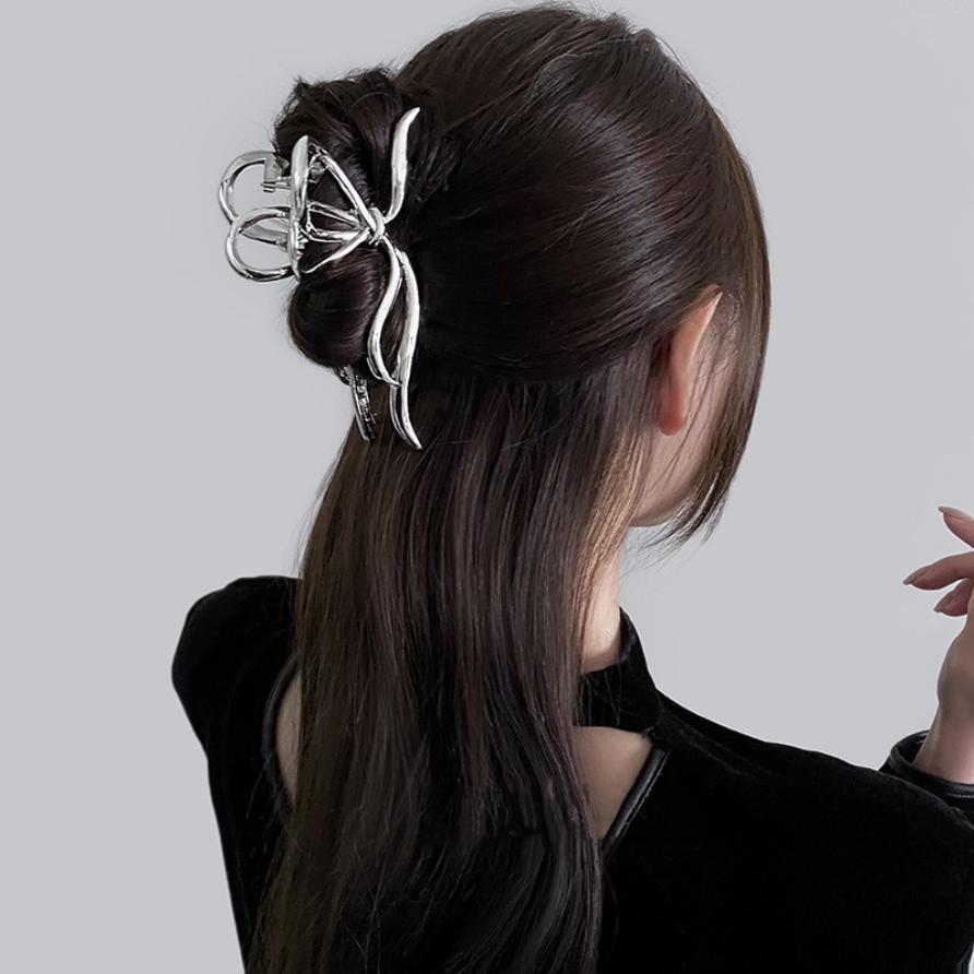 New Women Elegant Geometric Bow Hair Claws Vintage Simple Hair Clip Grab Large Metal Hairpins Barrettes Fashion Hair Accessories