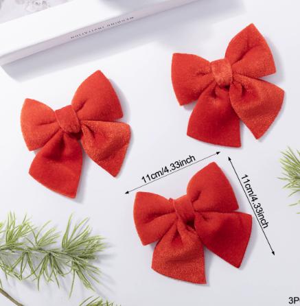 

3pc Red Velvet 3d Bow Large Christmas Decoration Christmas Tree Pendant One Size красный