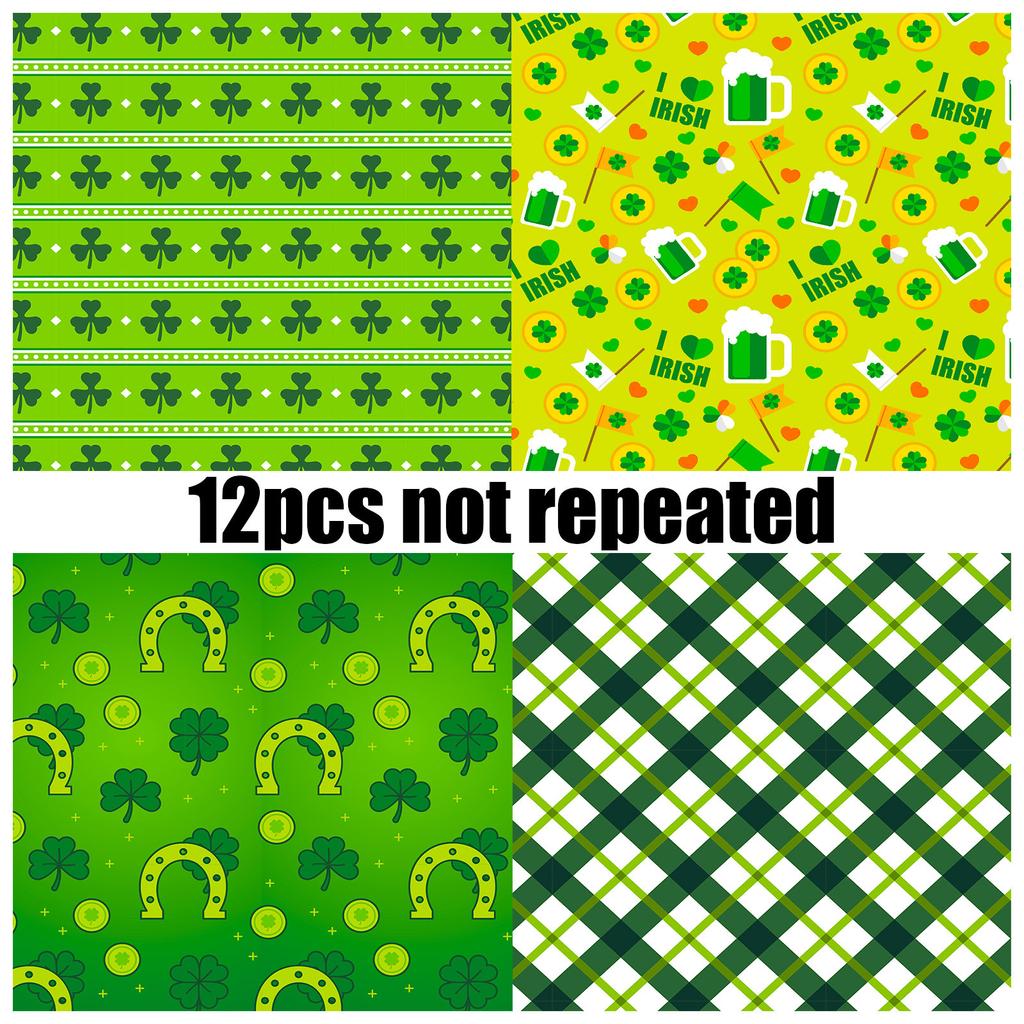 DIY12 Sheets/pack Hat St. Patrick Scrapbook Handbook Card Background Pattern Paper DIY Handbook Material