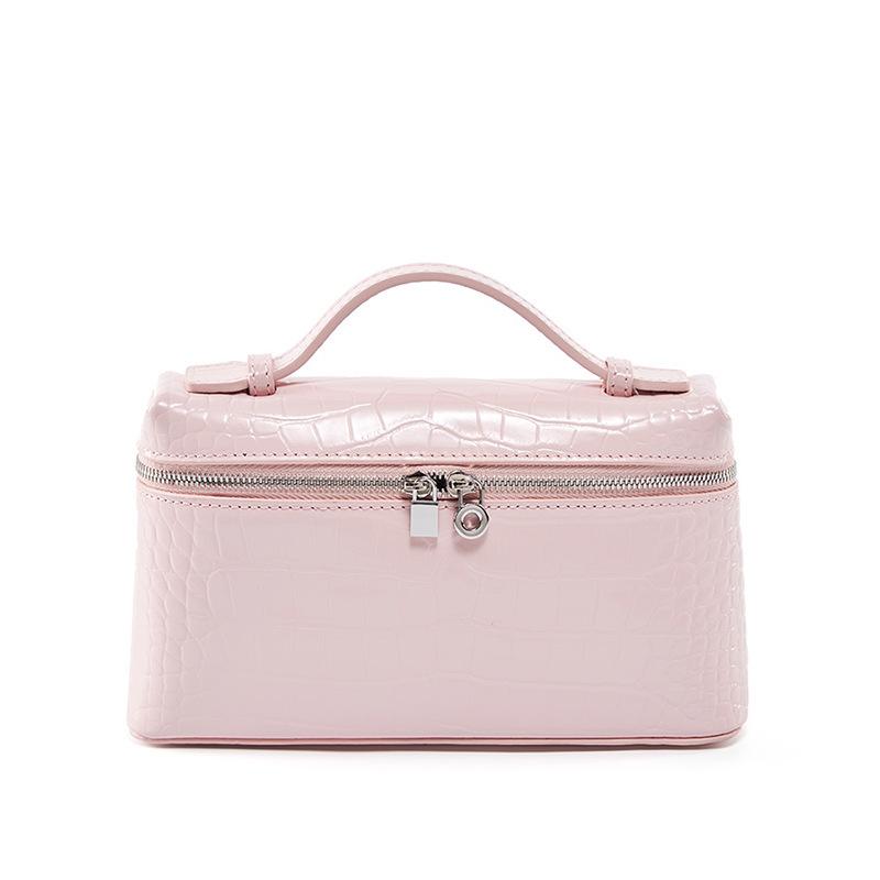 

2025 New Cowhide Small Bag Crocodile Pattern Lunchbox Bag High-end Handbag Genuine Leather Women s Bag Shoulder Crossbody Bag рожевий