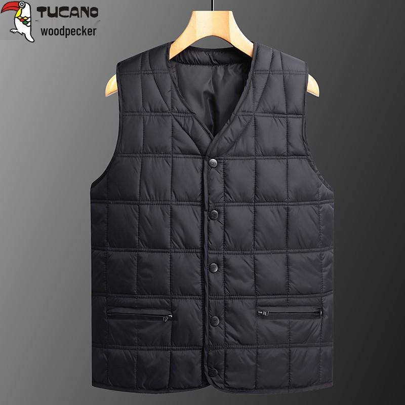 

Мужской зимний жилет с V-образным вырезом Woodpecker – Теплый, плотный, повседневный для мужчин среднего и пожилого возраста 4XL for 155-175 kg