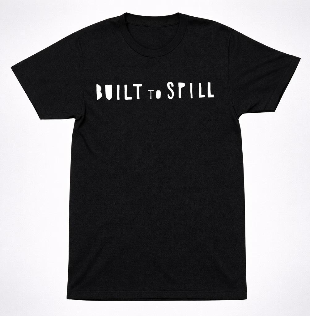 Built to Spill Text Logo Shirt Indie Rock Band Minimal Text Black Graphic Tee 2XL
