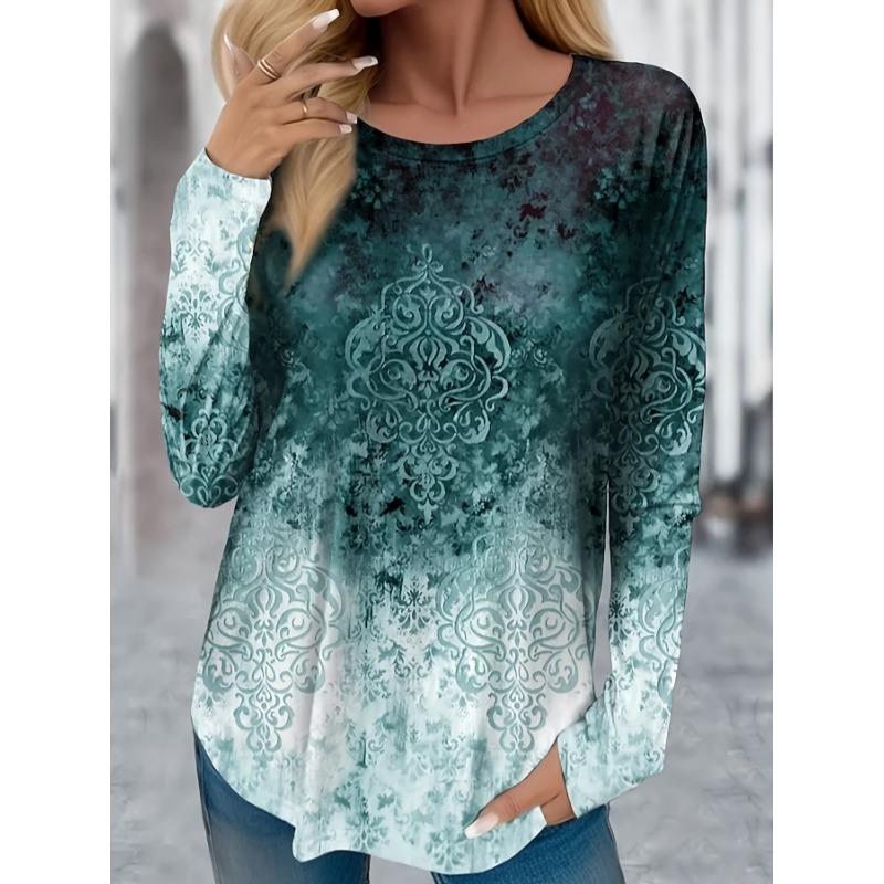 Women's T-shirt 3D Leopard Retro Print Fashion Long Sleeve Round Neck Regular Top Holiday Weekend Spring Autumn