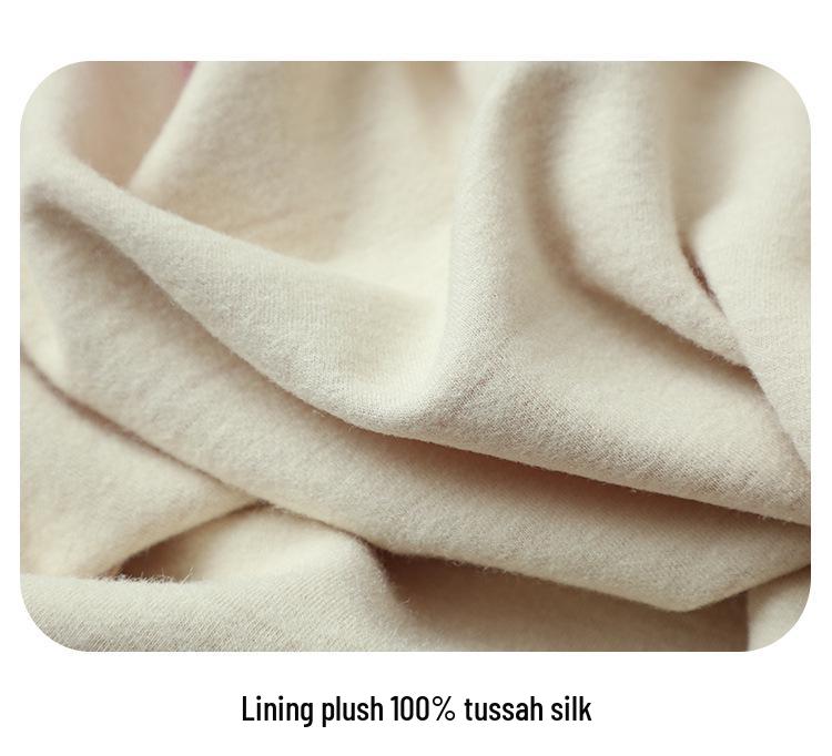 Damen Langarm-Basisshirt aus 250g Maulbeerseide mit gebürstetem Fleece und kleinem Stehkragen für den Herbst