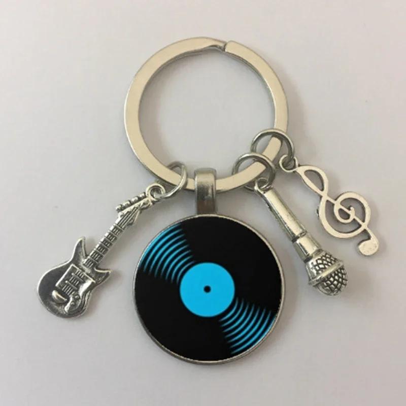 Creative Gramophone Music Keychain Ring Creative Charm Music Retro Vinyl Keychain Vinyl Record Picture Musician Accessories Gift