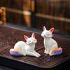 Color-Changing Little Fox Tea Pet: Cute Resin Craft Decoration for Tea Table