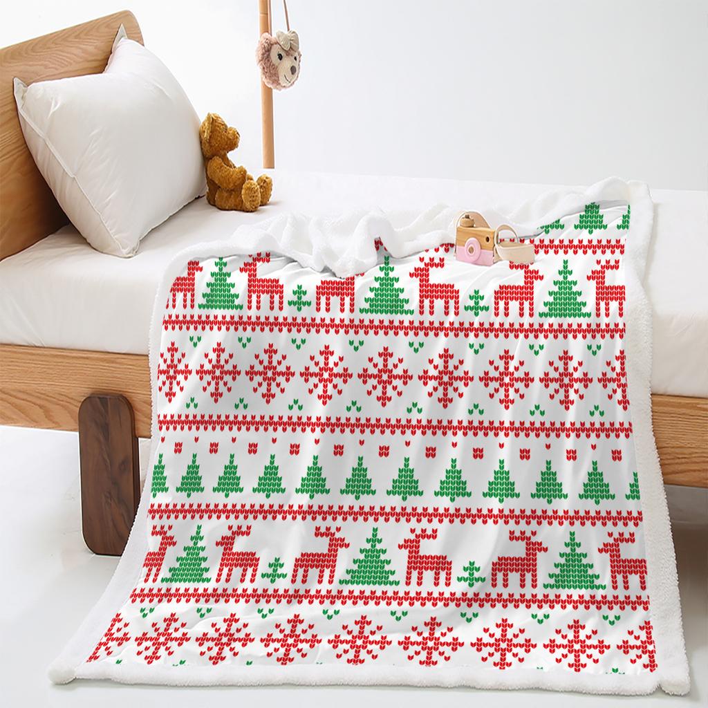 Blanket 2D Digital Printing Christmas Lamb Fleece Crystal Fleece Blanket Blanket