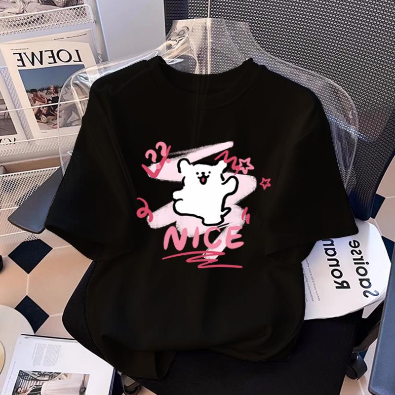 Cotton short-sleeved t-shirt pure width 2025 new summer women's half-sleeved foreign-style top t-shirt