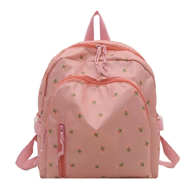 

Элегантный рюкзак с цветочным принтом, практичный, из полиэстера, школьная сумка с просторными отделениями для повседневных вещей розовый