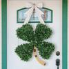 St. Patrick's Day Four-Leaf Clover Wreath: Lucky Green Decor for Doorways, Fireplaces, and Walls