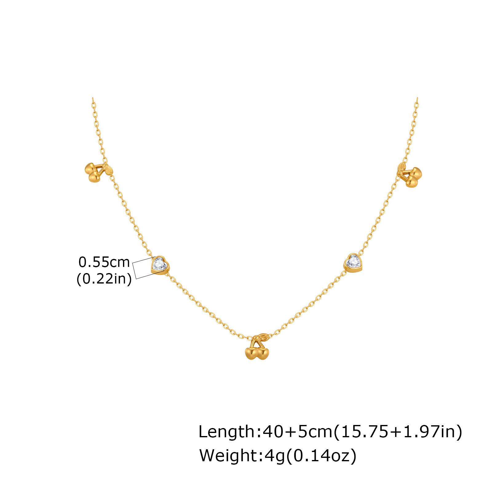 Wind Niche Sweet Girl Thin Chain Collarbone Chain Stainless Steel Diamond Cherry Bow Necklace Nc-2393