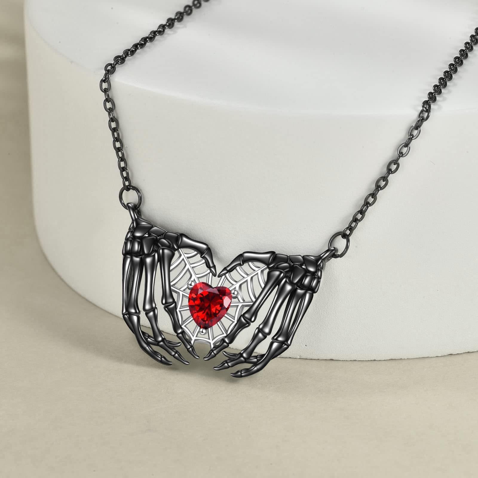 Gothic Punk Heart Ghost Claw Creative Necklace Exaggerated Personality Pendant Design
