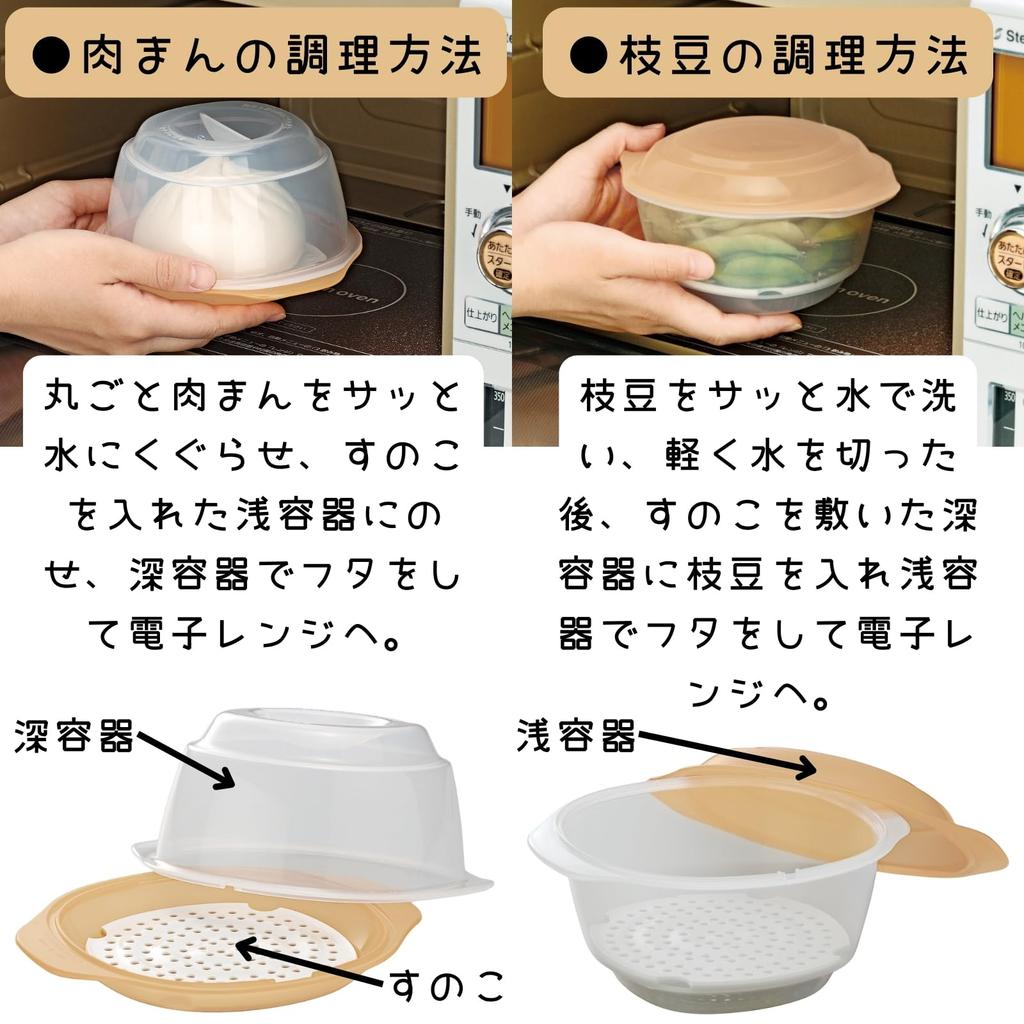 Inomata Chemical Fluffy Meat Bun Steamer with Made In Steams Edamame and Other Keeps Food Hot In the Easy To 1720 (Inomata-k) Steamer, Rack, 2-Pack,