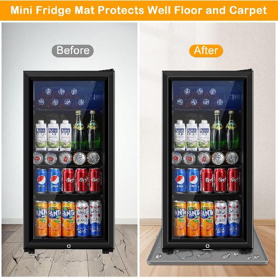 Mini Fridge Silicone Mat with Raised Edge, 23.6''x19.7'' Heavy Duty Under Refrigerator Mat, Mini Fridge Drip Pan Protect From Appliance Leaks Water
